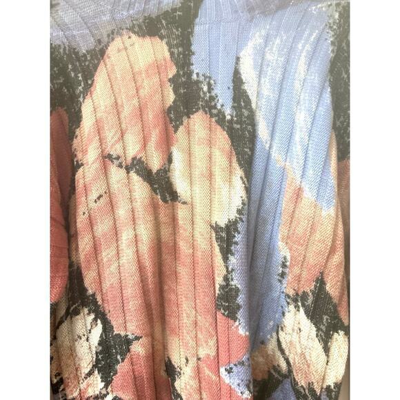 NIC+ZOE NWT Autumn Bloom Absract Floral Print Crew Neck Sweater Size Large - Picture 7 of 10